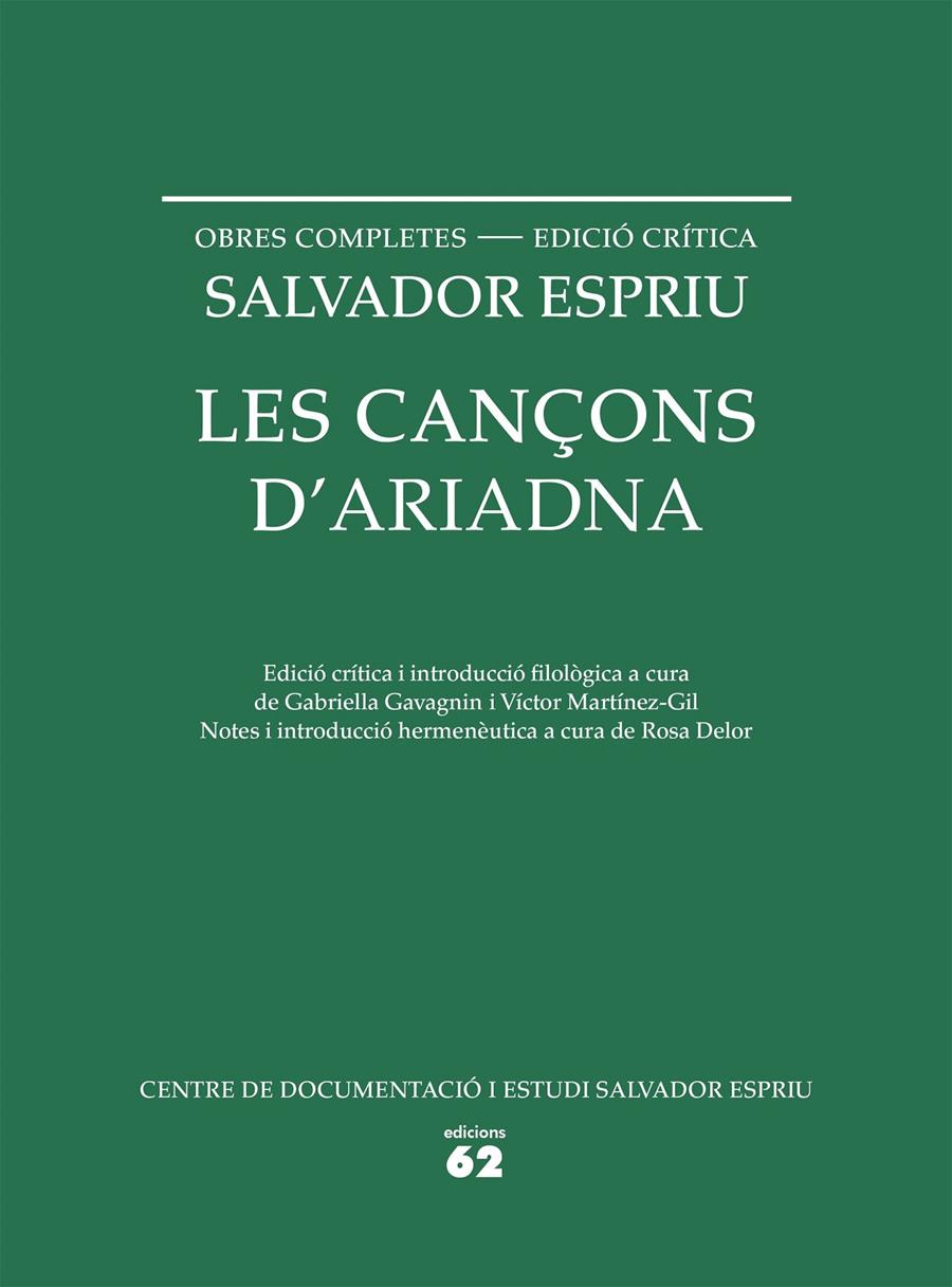 CANÇONS D'ARIADNA, LES | 9788429773330 | ESPRIU, SALVADOR
