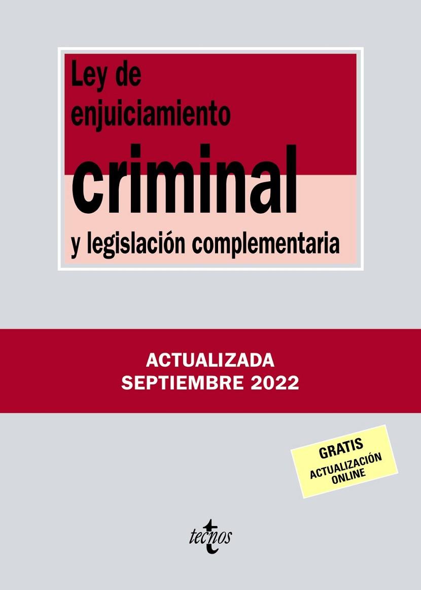 LEY DE ENJUICIAMIENTO CRIMINAL Y LEGISLACIÓN COMPLEMENTARIA | 9788430985630 | EDITORIAL TECNOS