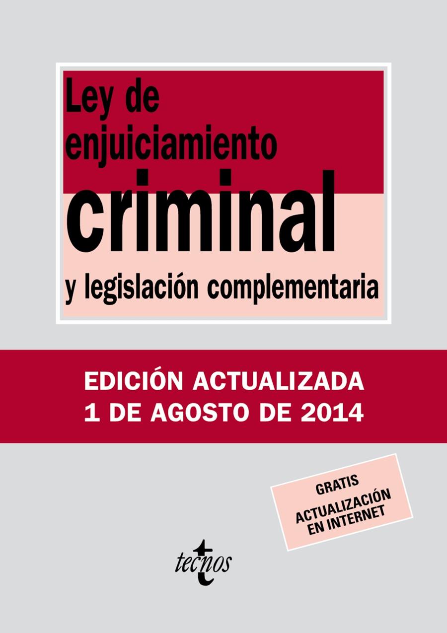 LEY DE ENJUICIAMIENTO CRIMINAL (2014) | 9788430962426 | EDITORIAL TECNOS
